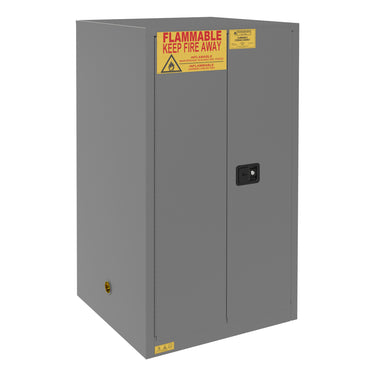 FM Approved, Flammable Storage Cabinet, 60 Gallon, 2 Doors, Manual Close, 2 Shelves, Gray